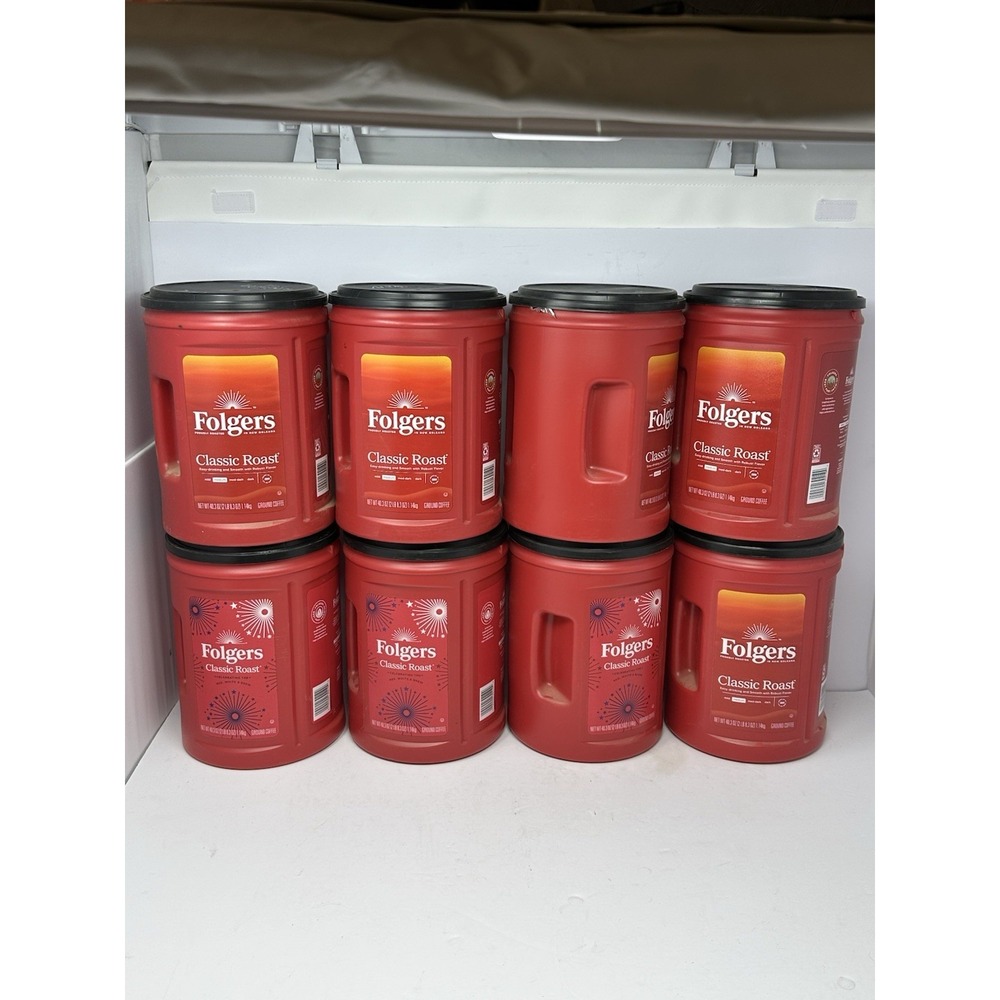 8 Empty Folgers Plastic Coffee Cans 40.3oz (2lb 8.3oz) 1.14kg Storage Containers